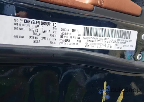 2012 Jeep Grand Cherokee Overland z USA, uszkodzony, nr VIN 1C4RJFCT8CC274935